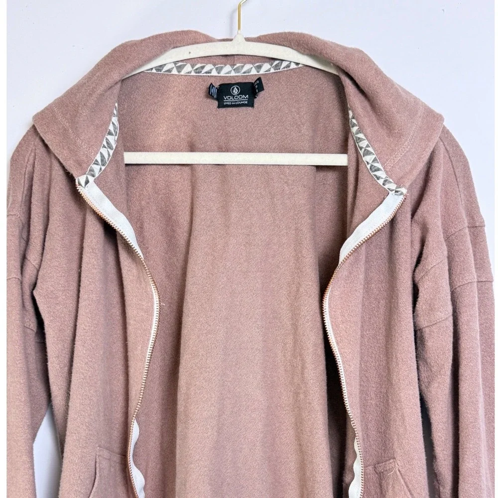 Volcom Lived in Lounge Zip Up Hoodie Rose Mauve Cozy Fleece Women's Size‎ S